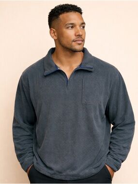 💖 Bills Khakis Quarter-Zip Charcoal Waffle Pullover Shirt, Sz. XXL